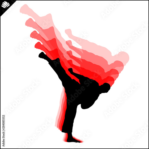 Karate emblem. Martial art creative colored simbol design. Vector, EPS.