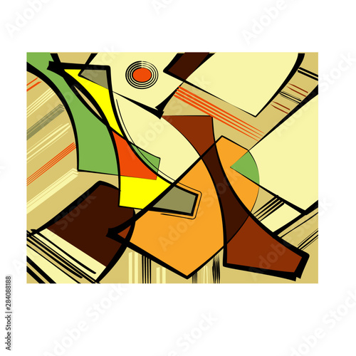 abstract colorful background , fancy  geometric lines and shapes on beige