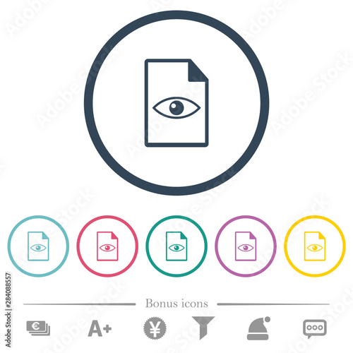 File preview flat color icons in round outlines