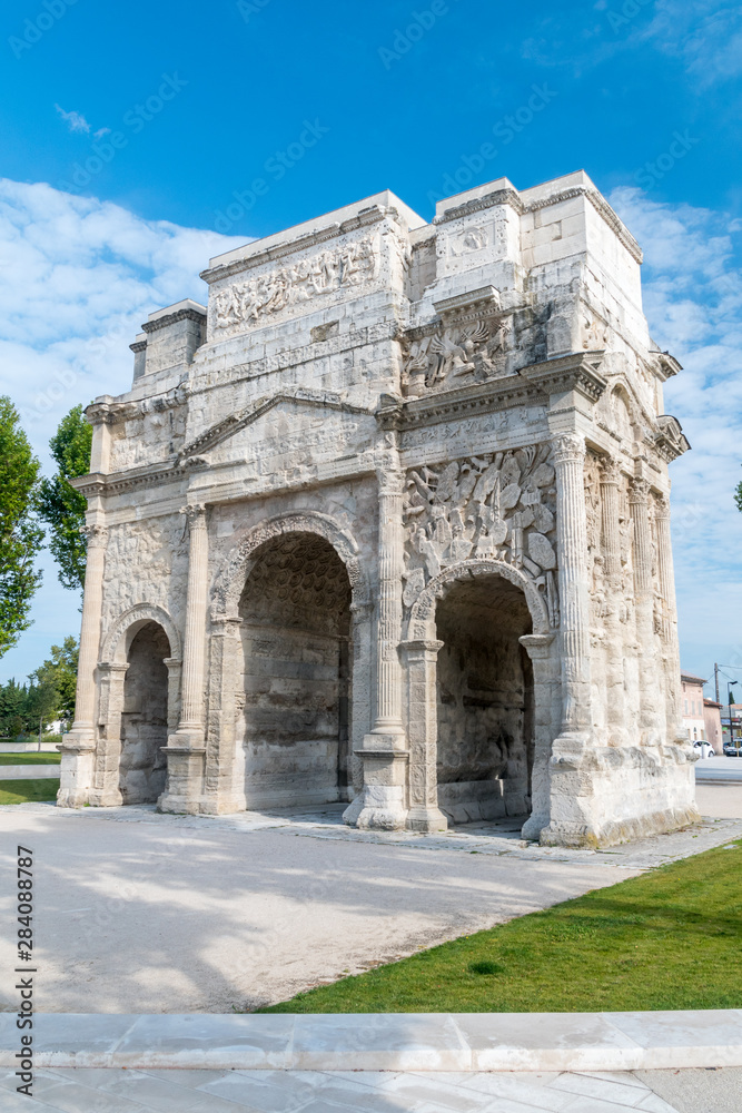The Triumphal Arch of Orange, France at sunny day.