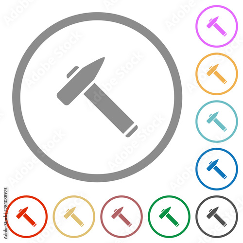 Old hammer flat icons with outlines