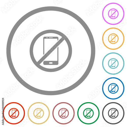 Smartphone not allowed flat icons with outlines