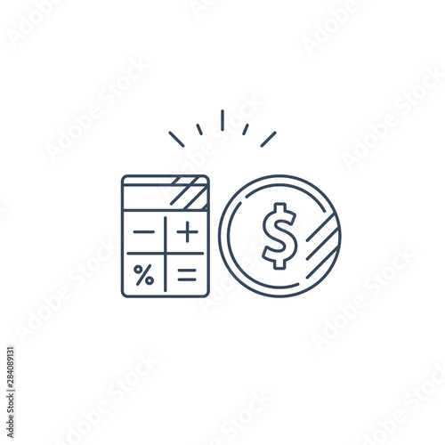 Business plan, pay expenses, calculate budget spending line icon