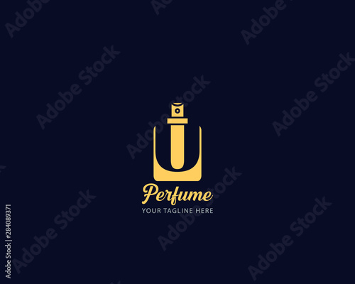 Luxury Initial alphabet Letter U  Perfume perfumery logo design vector illustration can be used for cosmetics spray beauty fragrance business eps 10 fully editable