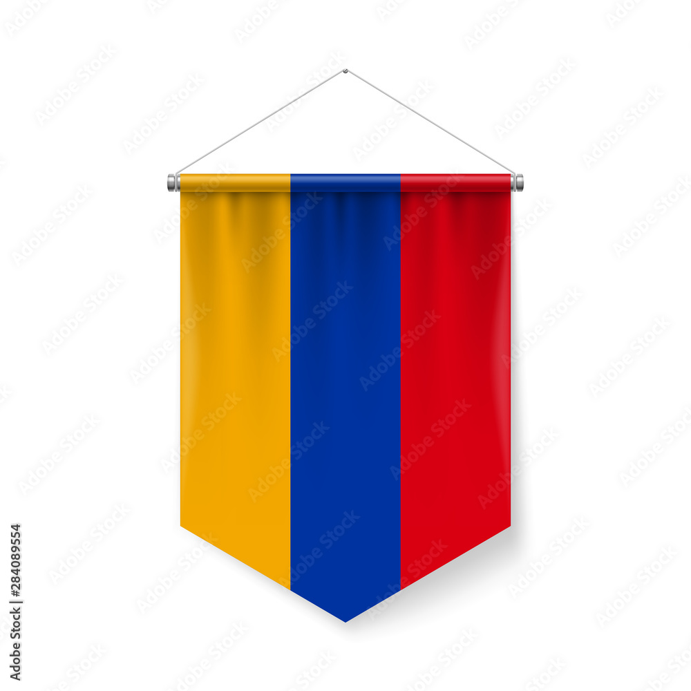Vertical Pennant Flag of Armenia as Icon on White Background with ...