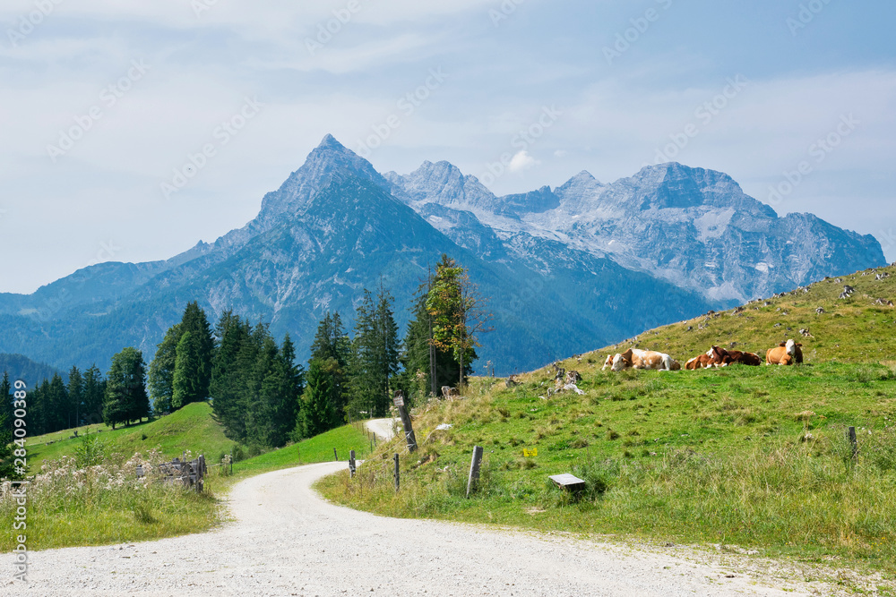 Alps beautiful view bavarian Alps and Austrian Alps hiking routes, Berchtesgaden region, Germany and Austria