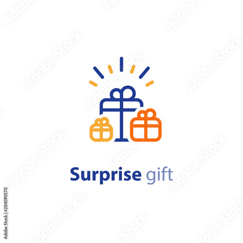Group of gifts, award and celebration, receive present