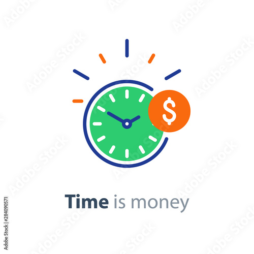 Financial concept, money investment, time is money line icon