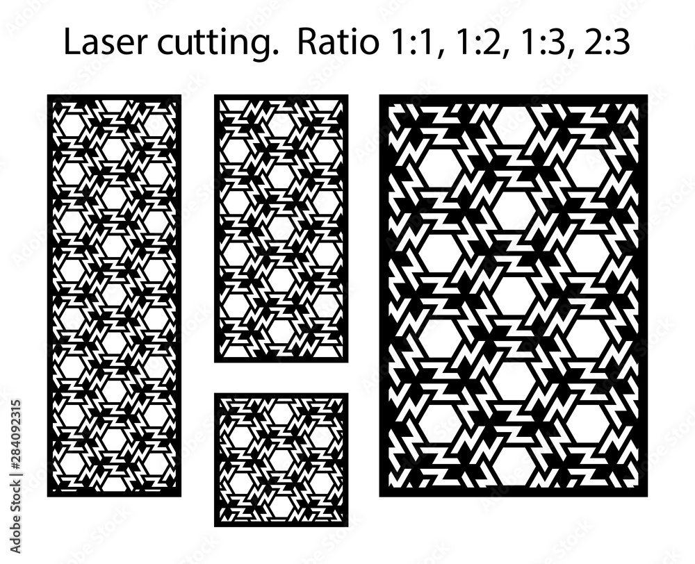Laser pattern. Set of decorative vector panels for laser cutting. Template for interior partition in arabesque style.