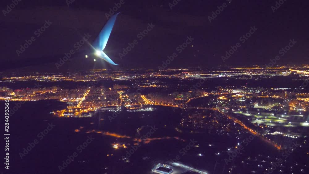 night city view from above. takeoff airplane aircraft flight concept ...