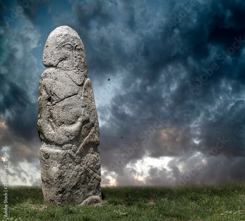 A stone headstone from the ancient world of the nomads. The original name of the monument - 