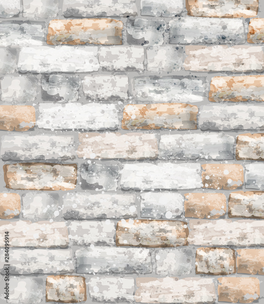 Obraz premium Brick texture Vector watercolor. Stone background template decors