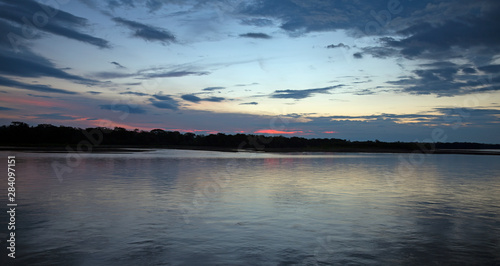 Sunset on Napo river in the jungle of Ecuador