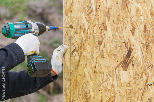 Bilde på lerret Construction of new and modern modular house