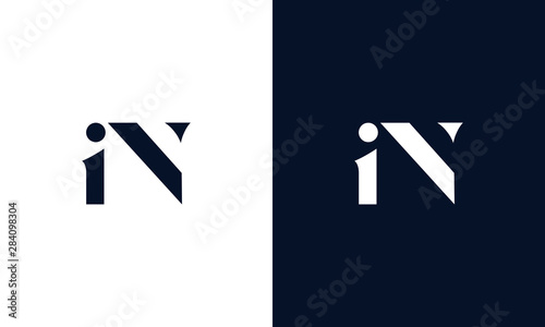 Abstract letter IN logo. This logo icon incorporate with abstract shape in the creative way. photo