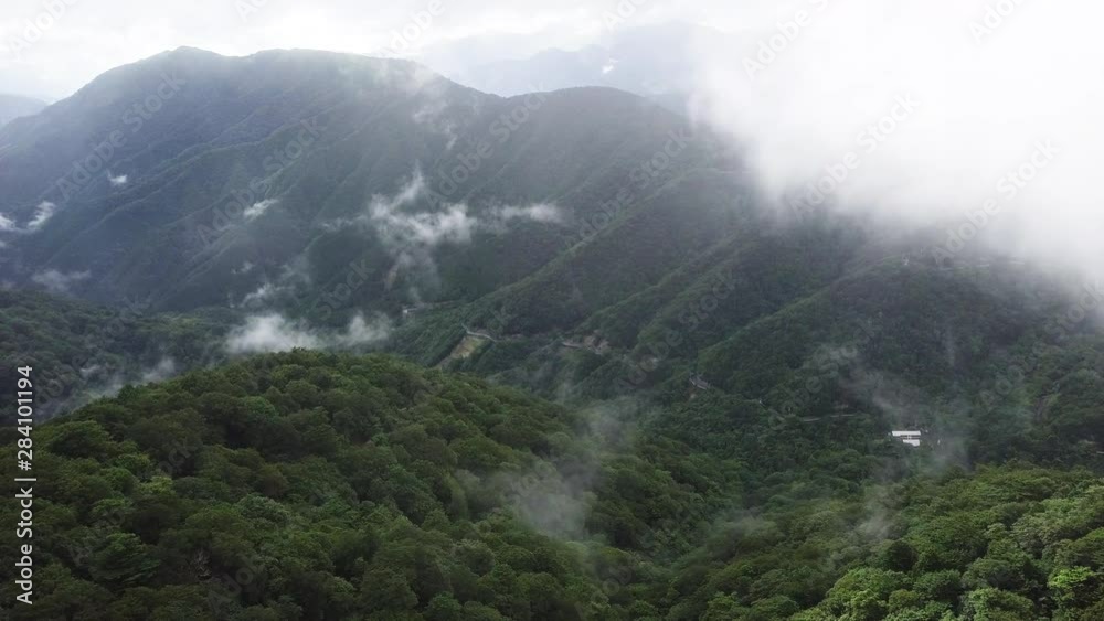 The aerial view of Mount Tsurugi, Tokushima, Japan in August 2019.