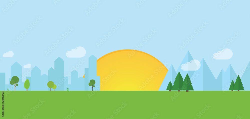 City, trees, mountains, spruce, grass, sun. Natural and urban background. City, trees, mountains, spruce, grass, sun. Natural and urban background.