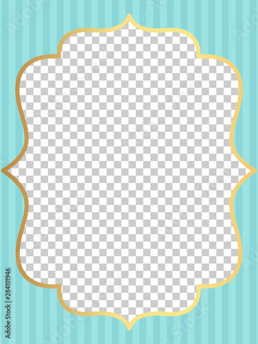 Blue vector template of invitation card for little girl. Printable colorful invite. Frame.