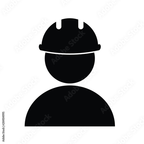 Man with hard hat. Engineer Icon