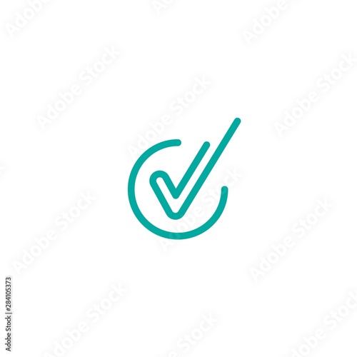 Check Mark. Valid Seal icon. blue tick in blue circle. Flat OK sticker icon. Isolated on white.