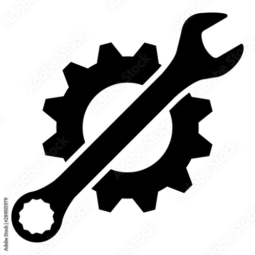 gz395 GrafikZeichnung - german icon: Schraubenschlüssel, Zahnrad - english - wrench, gear icon - simple template - square - poster xxl g8415 photo