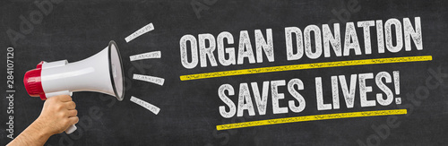 A man holding a megaphone - Organ donation saves lives