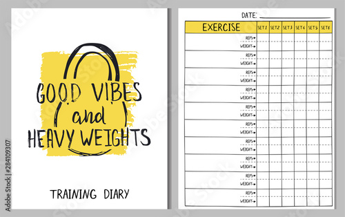 Print template for gym training diary log.