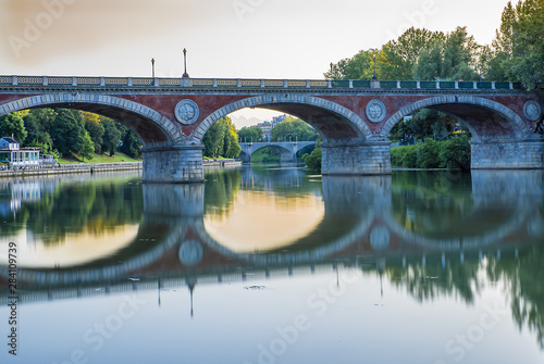 Torino, tramonto sulle rive del Po photo