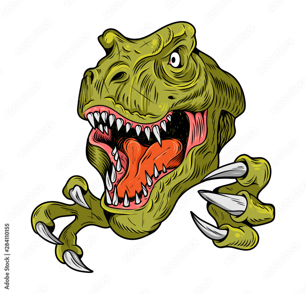 T-REX Tyrannosaurus Rex big dangerous head of dino