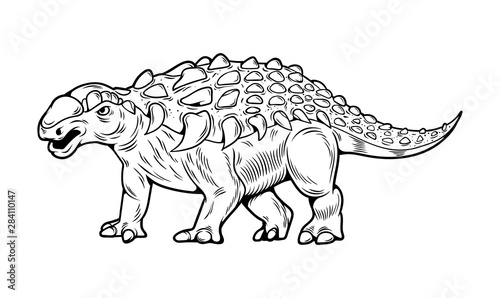dinosaurs Ankylosaurus engraving drawing art