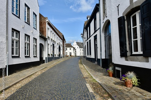 Street in the picturesque white village of Thorn  Limburg  Holland