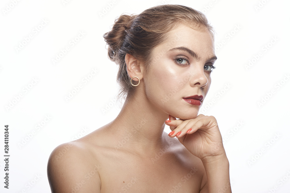beautiful yong fashion beauty model smiling and posing. Cosmetic photo beautiful yong fashion beauty model smiling and posing. Cosmetic photo