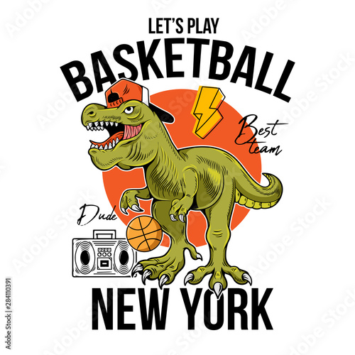 T-REX play basketball print design