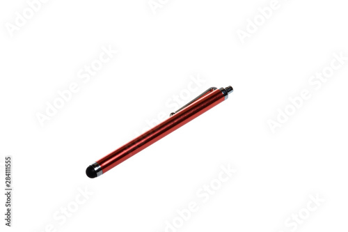 Stylus metalic Red pen for touch screen tablet or phone, isolated on white background