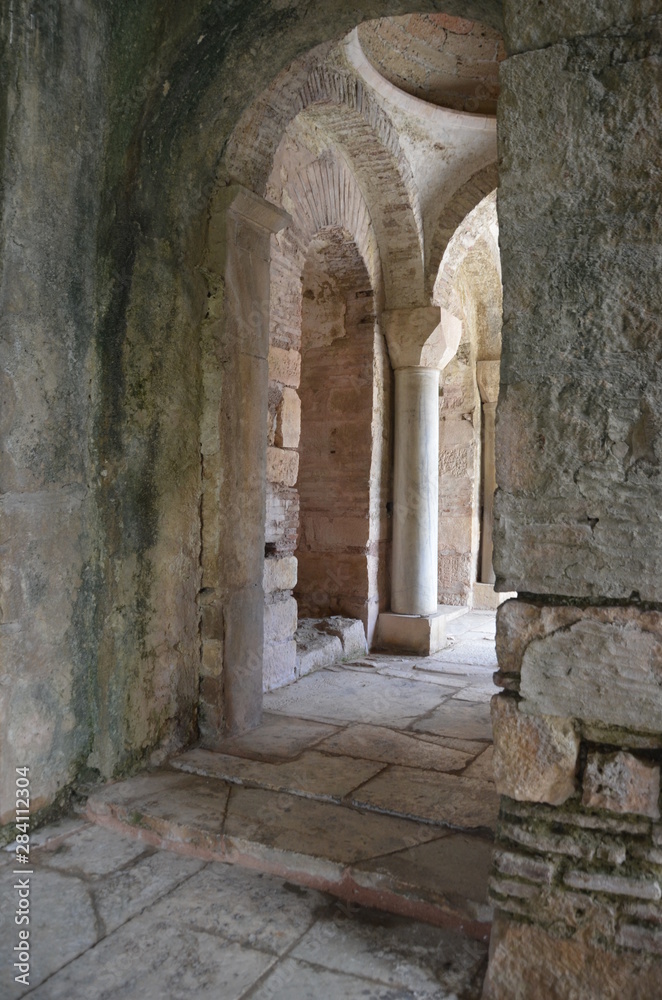  Corridor and colums  in the Church of St. Nicholas of Myra. Santa Claus's tomb in turkish Demre.