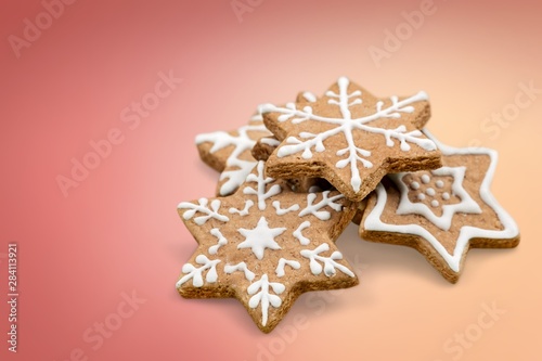 Tasty Christmas cookies isolated on white background