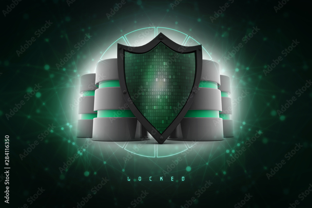 Fototapeta premium 3d rendering Database and computer data security concept