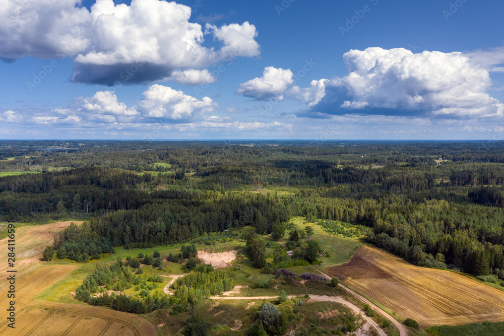 Fields and clouds in summer afternoon. Fields and clouds in summer afternoon.