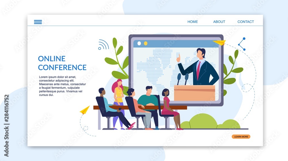 Advertising Banner Inscription Online Conference. Advertising Banner Inscription Online Conference.