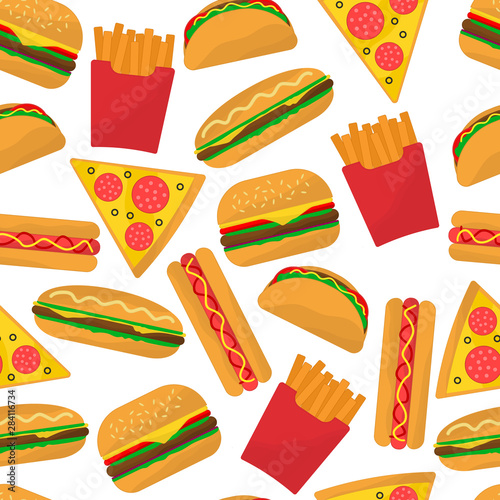 Fastfood seamless pattern.