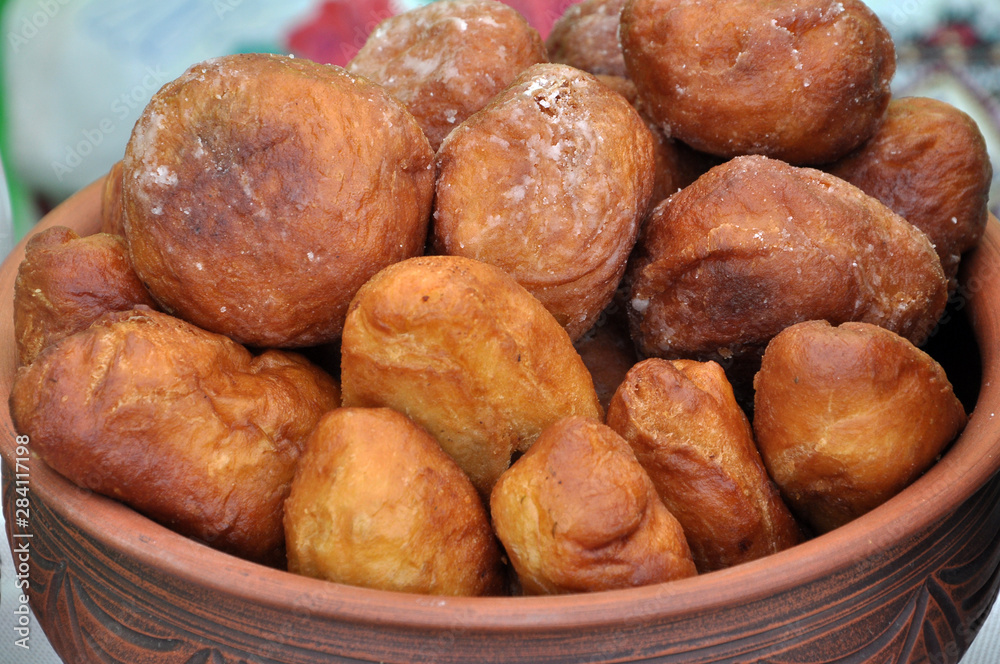 Donuts in a ceramic bowl