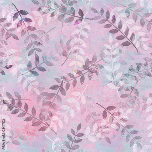 Abstract botanical illustration. Leaves and branches seamless pattern. For wallpaper  fabrics  textile design.