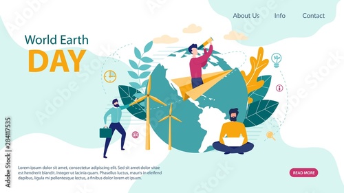 Advertising Flyer World Earth Day, Lettering.