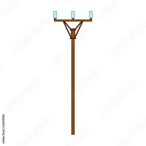 Wood power line symbol. Power line flat vector design illustration isolated