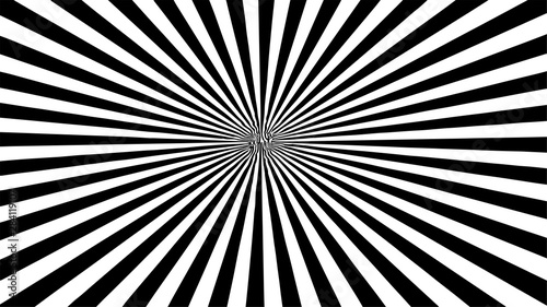 Optical illusion. Deception. Abstract futuristic background from black and white stripes. Vector.