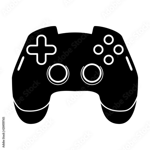 Gaming joystick glyph icon. Esports equipment. Computer gamepad. Game device. Silhouette symbol. Negative space. Vector isolated illustration