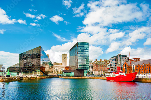 Waterfront and city skyline, Liverpool, Merseyside, United Kingdom photo