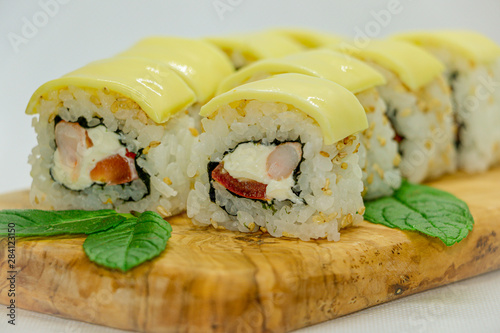 Home made fresh sushi on a plate