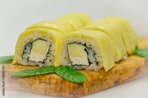 Home made fresh sushi on a plate