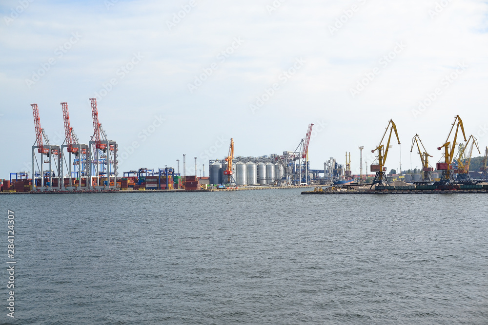 industrial landscape of the seaport in the city of Odessa